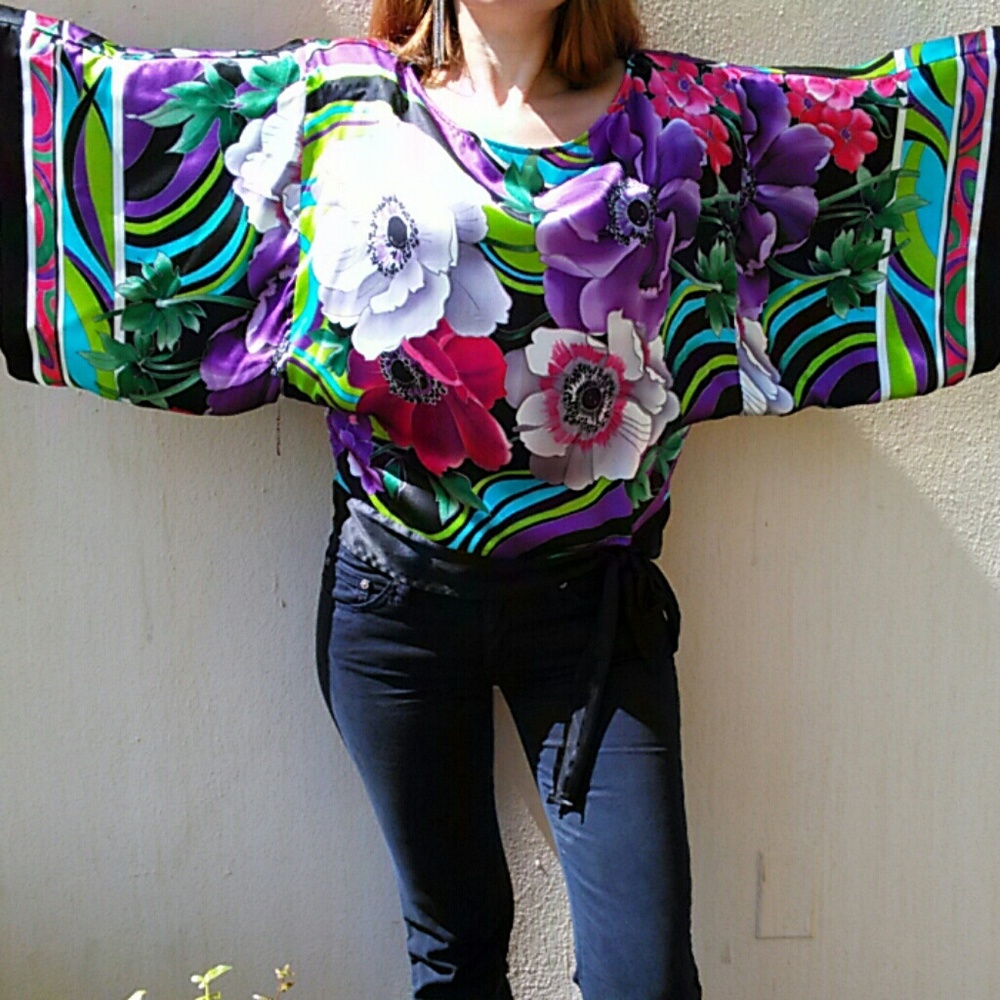 Colorful Silk Top By Cache, Size Small - image 3